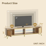 80 Inch Natural Rattan TV Stand with LED Lights