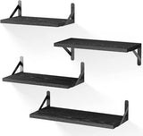 Floating Shelves, Set of 4, Gray Wood Wall Mounted Shelf for Living Room, Bathroom