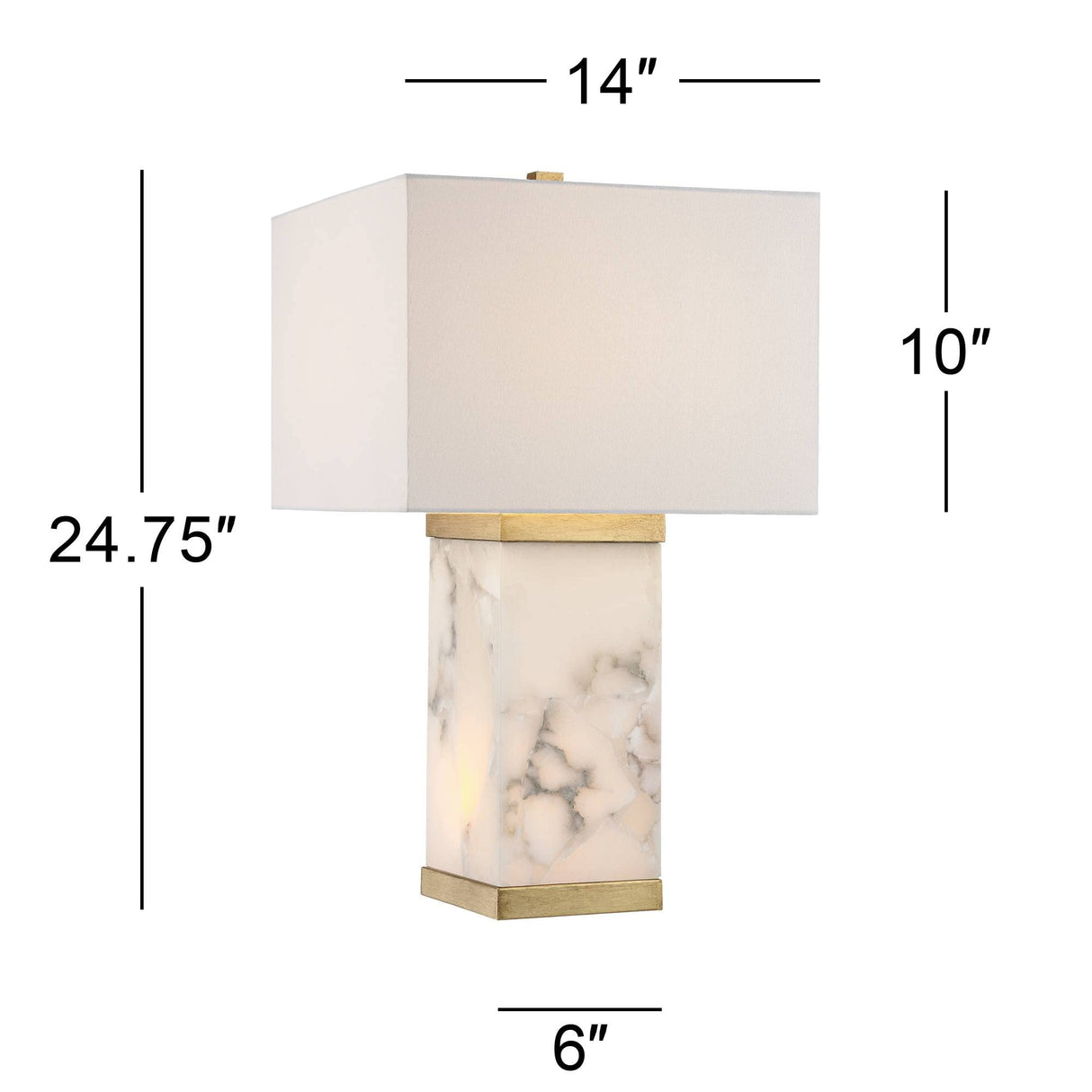 Mindy Modern Table Lamp 24 3/4" High with Nightlight White Gray Alabaster Gold Metal Rectangular