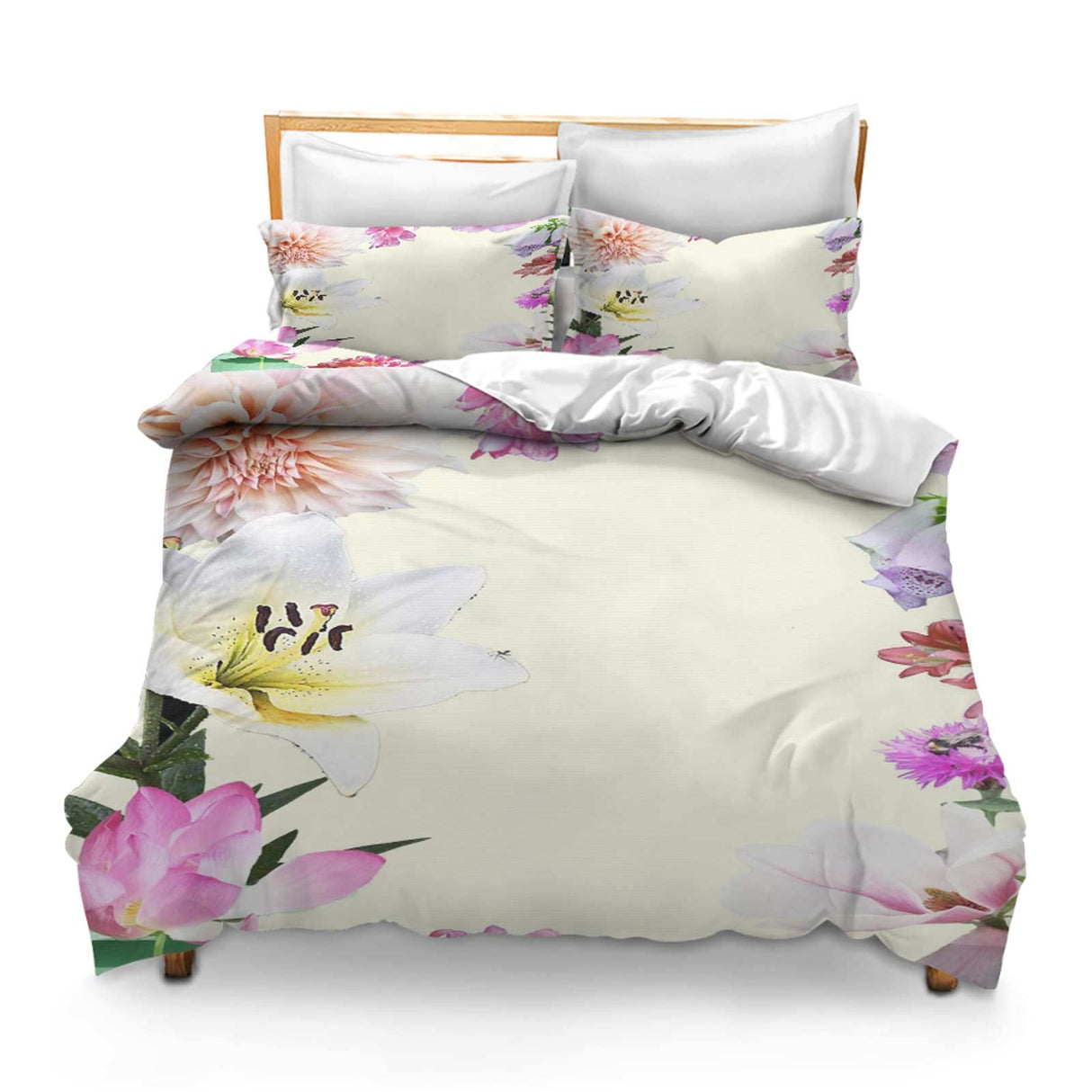 3PCS Comforter Cover Set with 2 Pillow Shams Lightweight King Stationery Summer