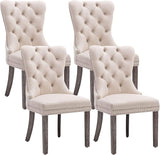 Eifizek Velvet Dining Chairs Set of 2, Tufted Dining Room Chairs with Nailhead Ring Pull Trim