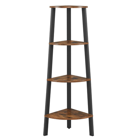 Corner Shelf Stand, 4-Tier Corner Bookshelf, Industrial Corner Ladder Shelf