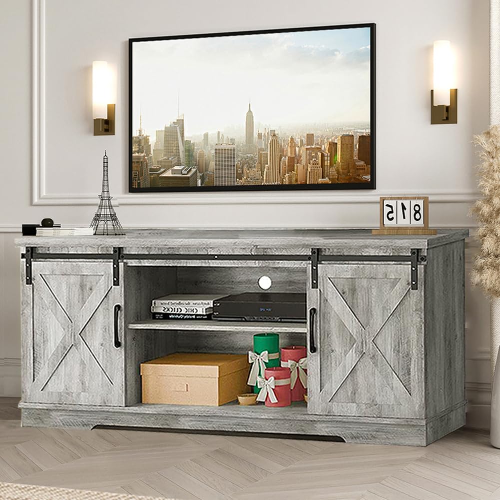 TV Stand Farmhouse Entertainment Center for 65 Inch TV & Media Furniture