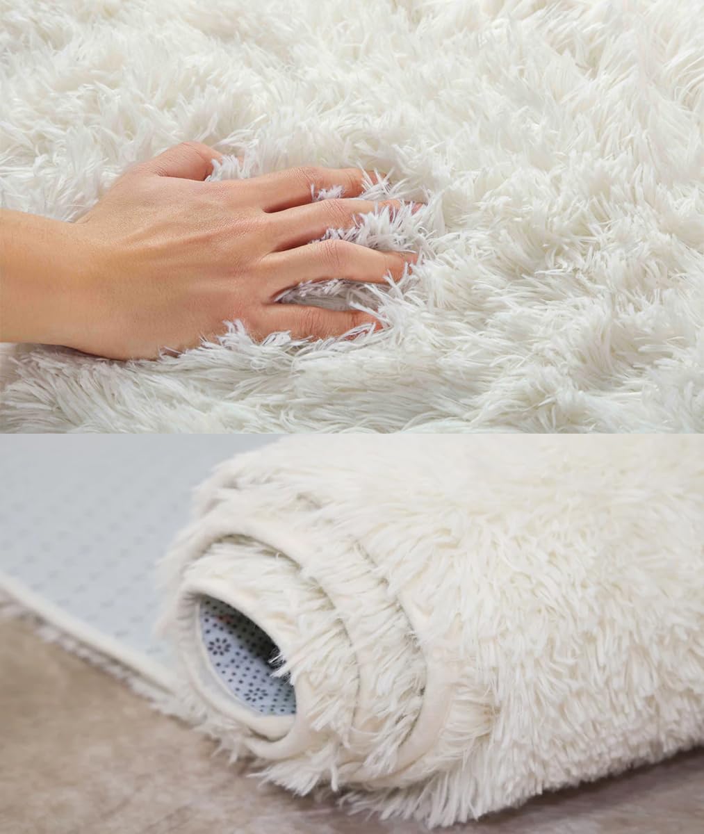 Kate Photography Floor Mats Super Soft PV Fur Rug Fluffy White Plush Area Carpet for Living Room Photography Studio Washable Shaggy Rug 5x10ft