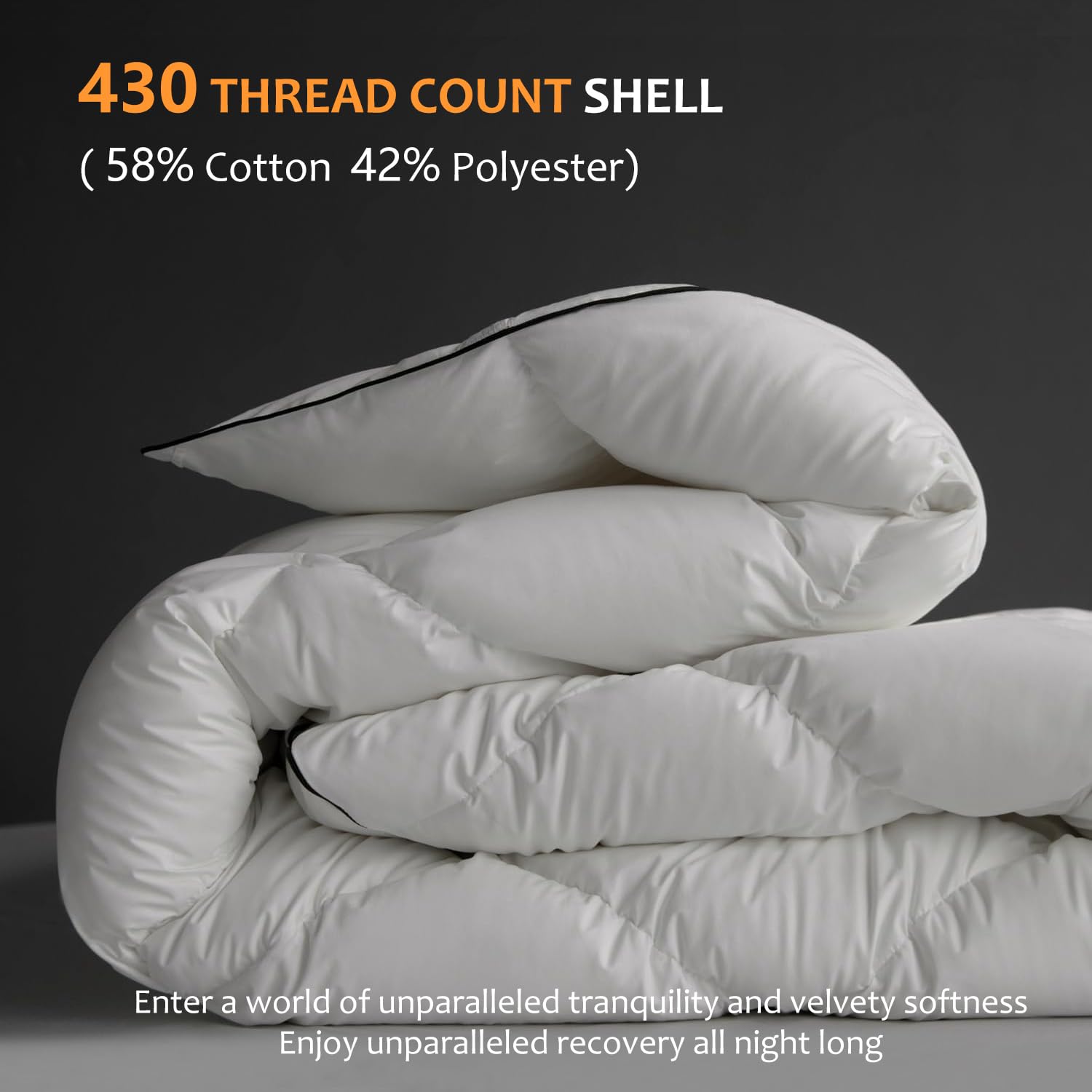 HYVIF Luxury Feathers Down Comforter King Size - 750 Fill Power All Season Duvet Insert, Ultra-Soft Hotel Collection Comforter, Fluffy and Cozy - Ivory White, King 106 X 90”