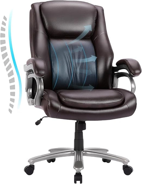 Big & Tall Office Chair 400lbs Wide Seat- High Back PU Leather Executive Computer Desk Chair