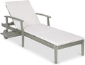 79x26in Acacia Wood Chaise Lounge Chair Recliner, Outdoor Furniture for Patio