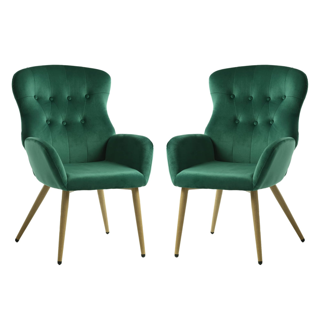 Velvet Accent Chair Set of 2, Button Tufted Reading Chair with Large Tall Wing Back