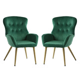 Velvet Accent Chair Set of 2, Button Tufted Reading Chair with Large Tall Wing Back