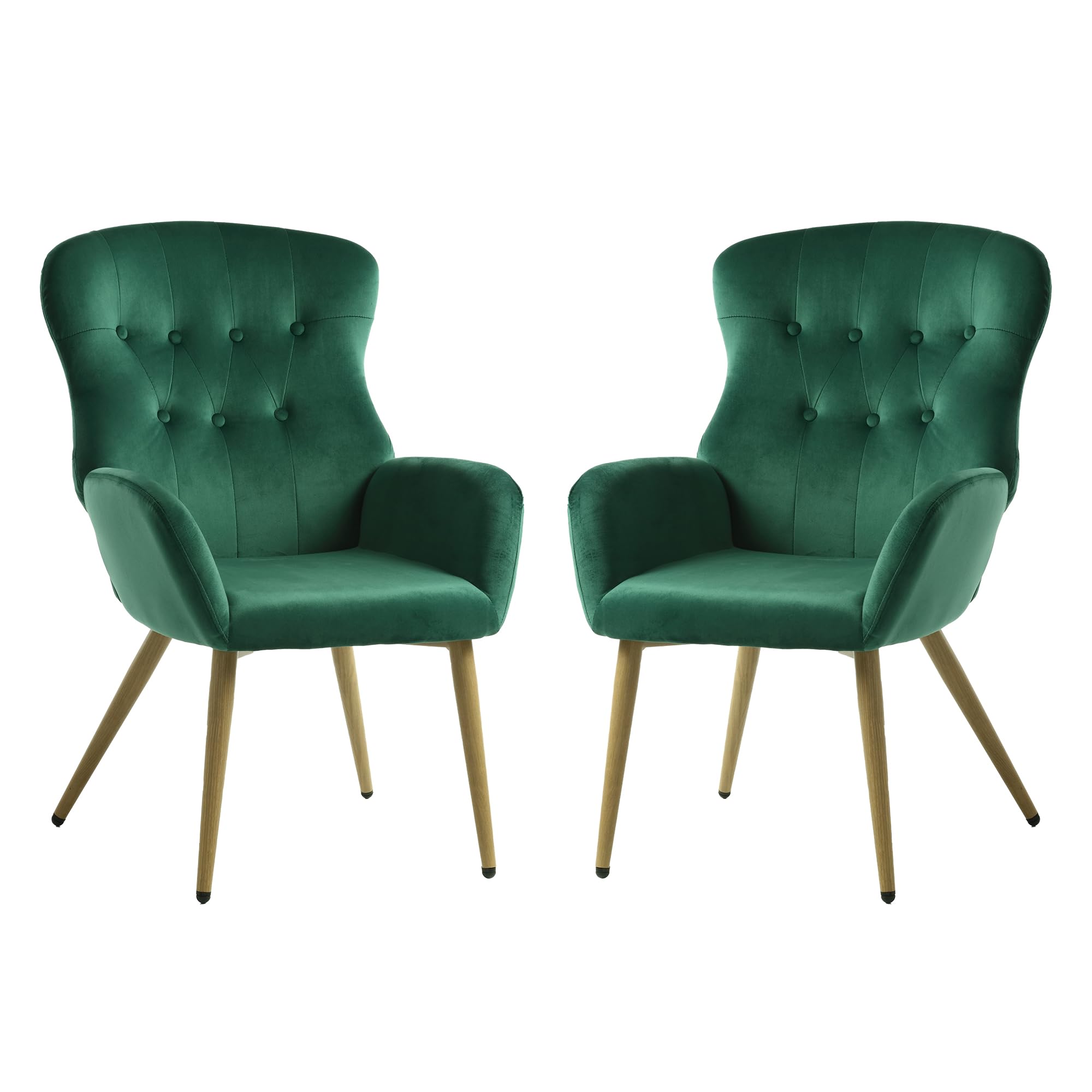 Velvet Accent Chair Set of 2, Button Tufted Reading Chair with Large Tall Wing Back