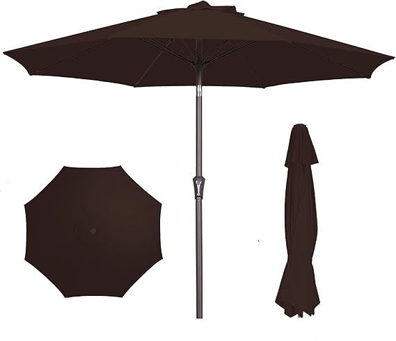 9FT Patio Umbrella Outdoor Market Umbrella with Push Button Tilt and Crank
