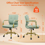 Green Leather Office Chair with Golden Legs