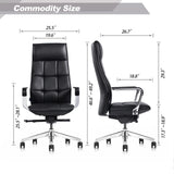 Genuine Leather Aluminum Base High Back Executive Chair,Modern Ergonomic Real