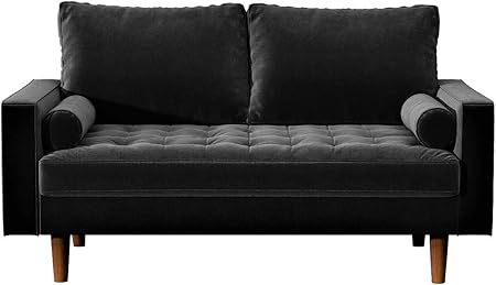 Womble 58 Inch Velvet Loveseat Sofa with Elegant Button Tufted Upholstery, Square Arms,