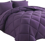 Bed in a Bag Queen Reversible Comforter Sets 7pcs All Season Down Alternative