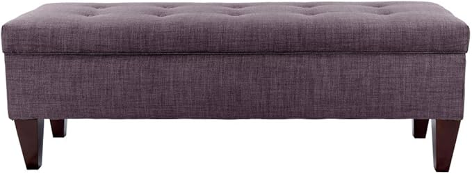 Brooke Collection Button Tufted Upholstered Long Bedroom Storage Bench, HJM100 Series, Sea Mist