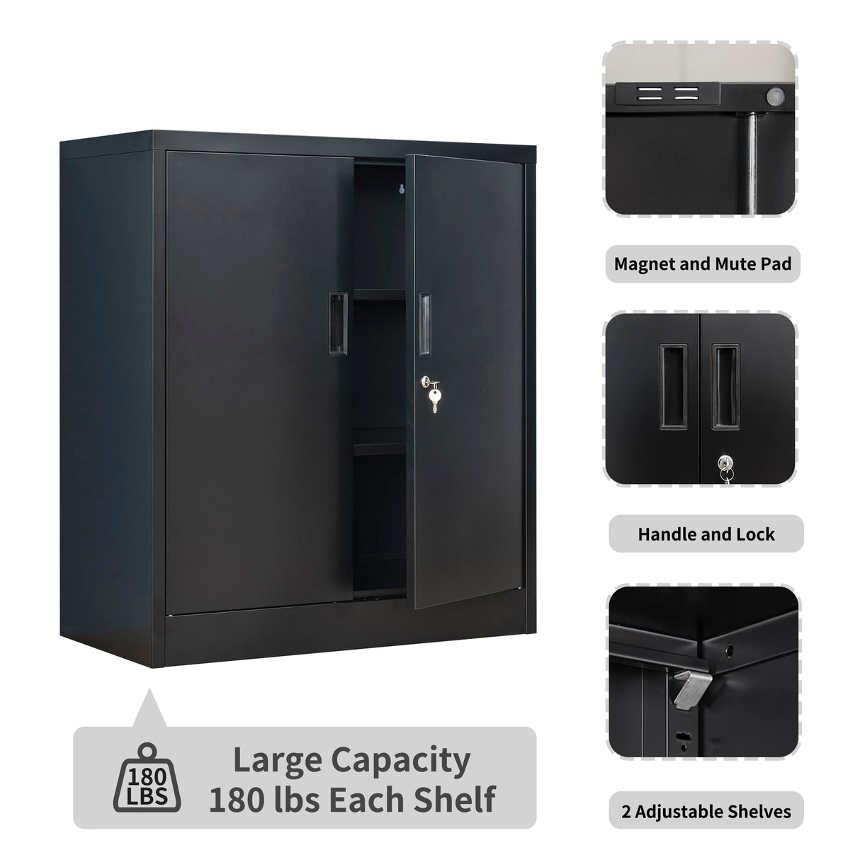 Metal Storage Cabinet, Locking Storage Cabinet with Adjustable Shelves