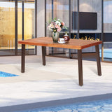 Patio Dining Table with Umbrella Hole, Outdoor Picnic Table for Backyard