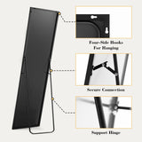 DUMOS Full Length Mirror with Stand, 59''×16'' Floor Mirror with Aluminum Alloy Frame for Bedroom, Standing Full Body Mirror with Shatter-Proof Glass for Wall, Living Room, Cloakroom, Rect-Black,