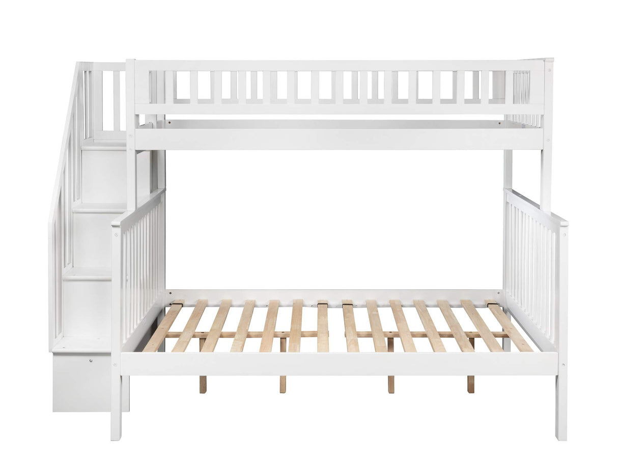 AFI Woodland Twin over Full Staircase Bunk Bed in White