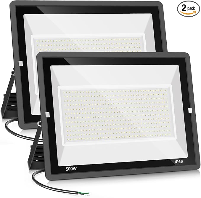 500W 2pack LED Flood Light Outdoor,(2750W Equivalent)Super Bright 58