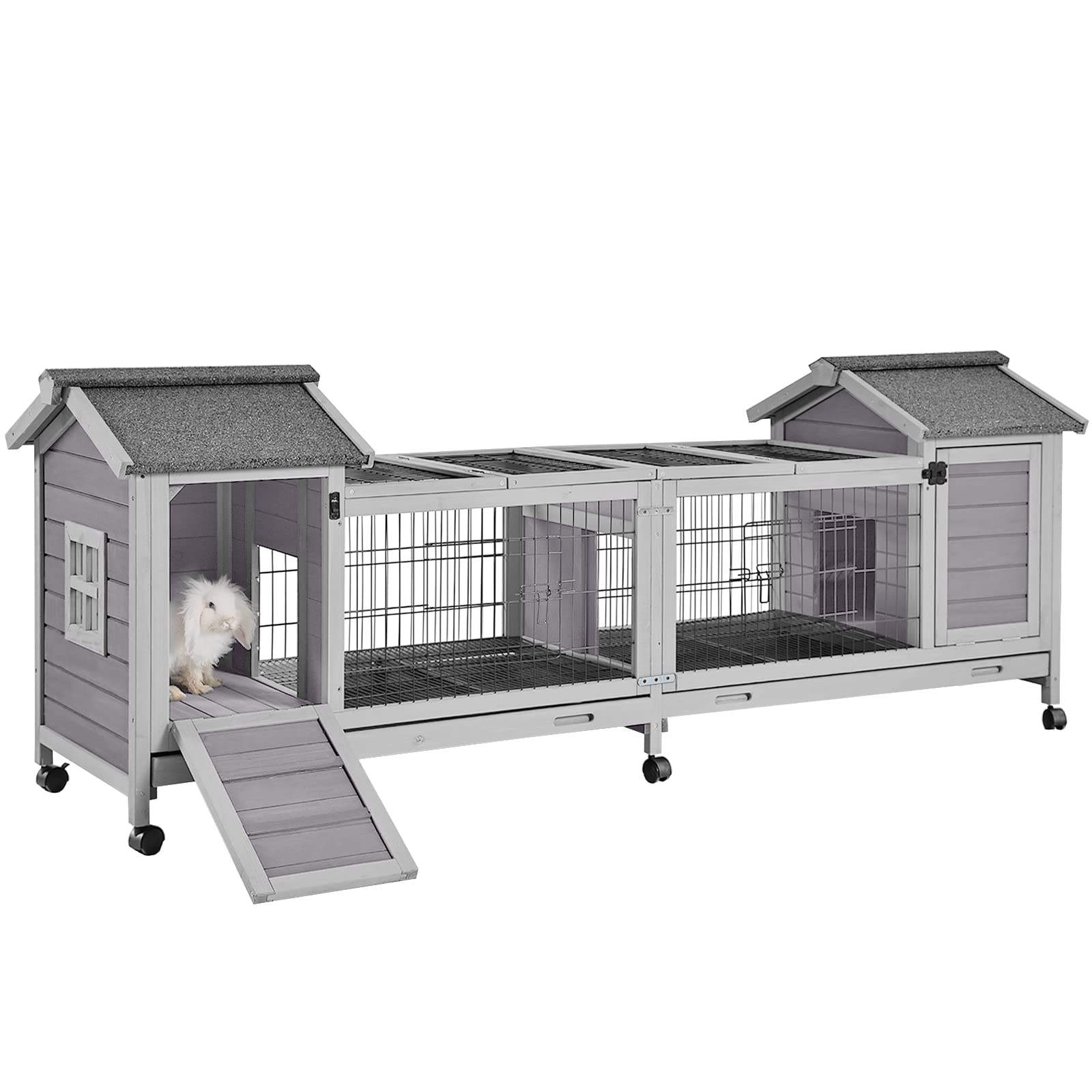 Rabbit Hutch Indoor Outdoor Bunny Cage Upgrade Large Space for Rabbit,Guinea Pig