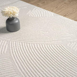 Zen Cream Area Rug 8x10 - Neutral Brush Stroke Design