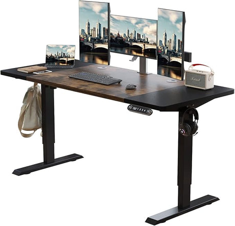 Electric Height Adjustable Standing Desk, 63x 30 Inches Stand Up Desk Workstation