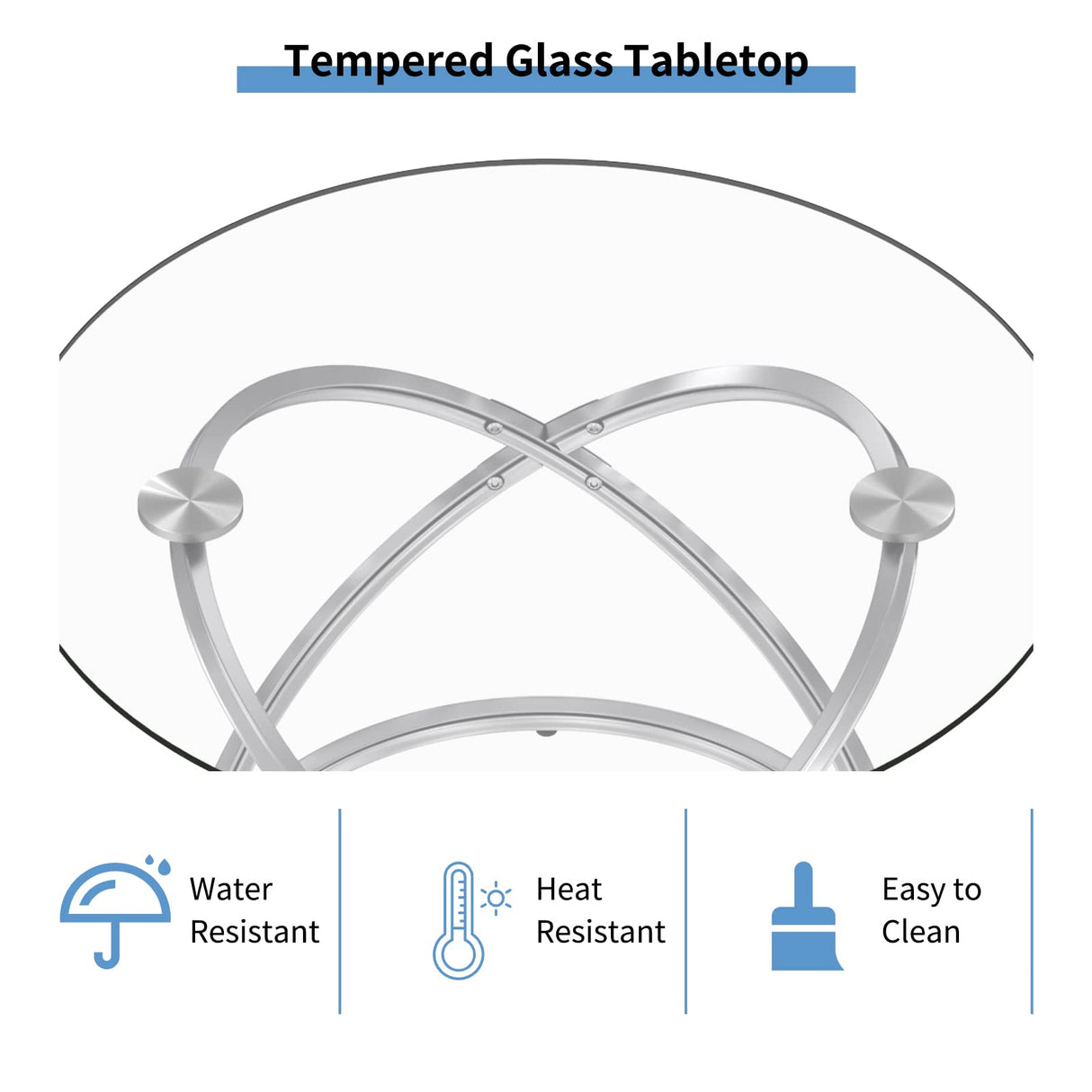 Glass Round End Table, Modern Contemporary Side Table for Small Space