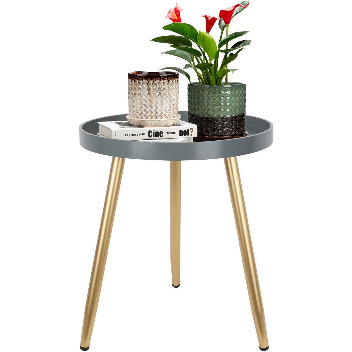 Small Side Table, Round Mid Century Coffee Table for Small Places