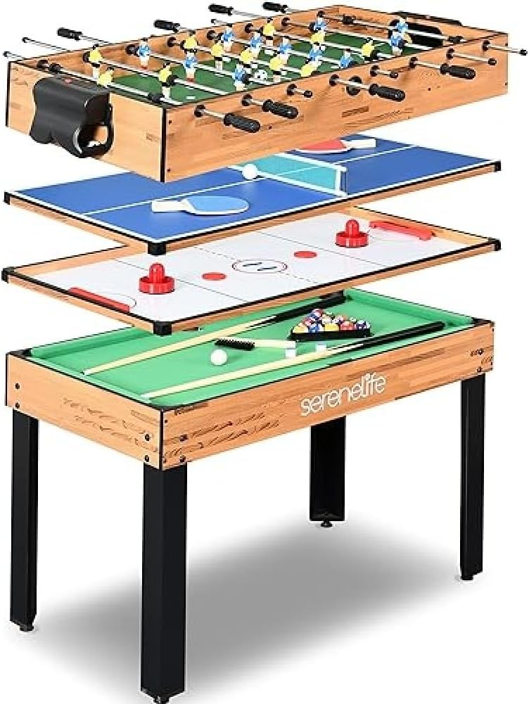 Multi Game Table, 48" Sports Arcade Games with Accessories, Ping Pong