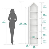 73" Tall Narrow Bookshelf, Modern Open 5 Tier Bookcase, Wooden Shelf Stand for Small
