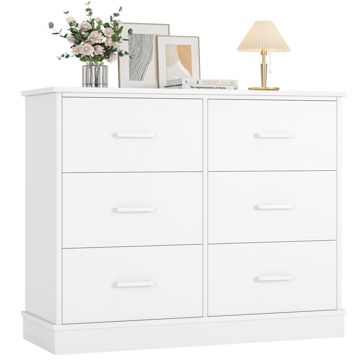 White Dresser 6 Drawer Dresser, White Chest of Drawers Modern Dresser