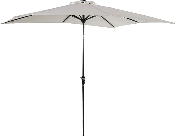 9' x 7' Solar Umbrella, LED Lighted Patio Umbrella for Table or Base with Tilt & Crank