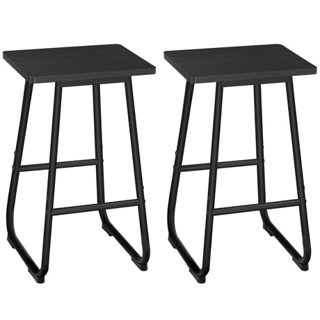 Bar Stools, 26'' Bar Stools with Footrest, Set of 2 Industrial Bar Chairs, Kitchen Counter Bar