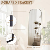 Full Length Mirror, 56"x21" Mirror Full Length with Stand, Black Wall Full Body Mirror,