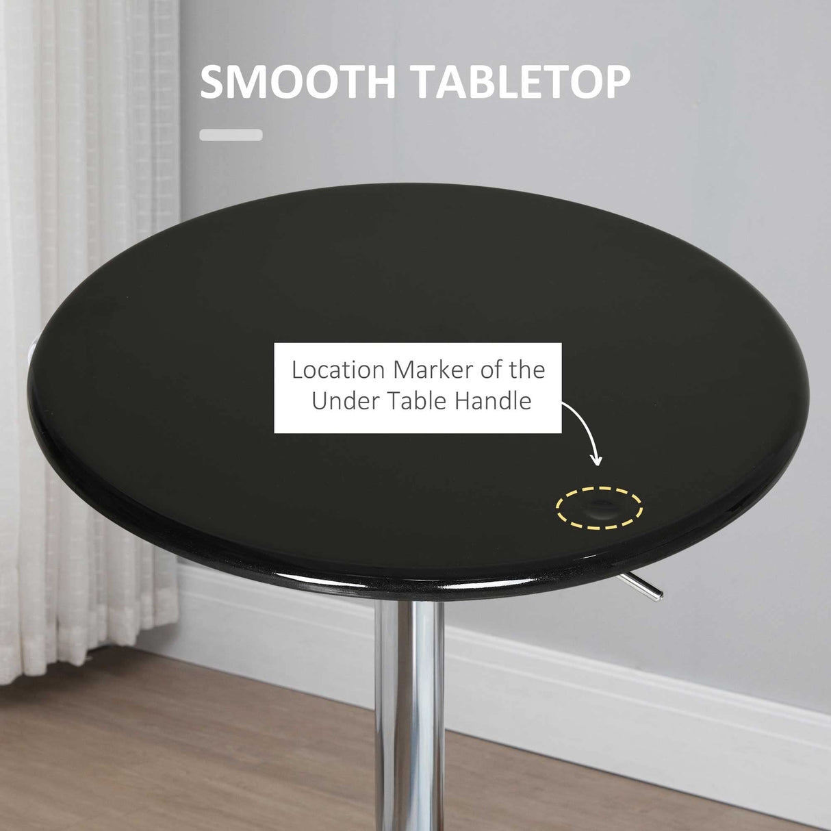 Round Bar Table with Metal Base, Adjustable Counter Height Pub Table