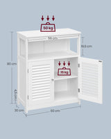 Bathroom Floor Cabinet, Bathroom Storage Cabinet, Freestanding, with Double Shutter