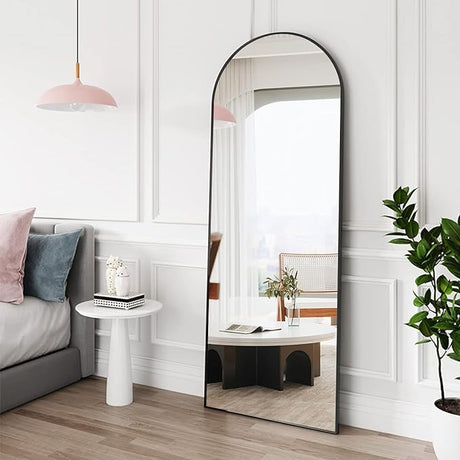 Arched Full Length Mirror, 64"x21" Free Standing Floor Mirror, Modern Full Body Mirror