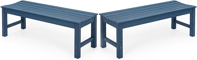 Outdoor Bench, 2-Person Patio Backless Bench with 800 lbs Weight Capacity