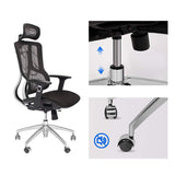 Executive Chair with 2D Adjustable Headrest, Ergonomic Office Chair with Mesh Seat