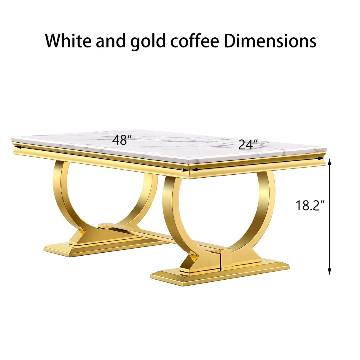 Gold Coffee Table, White and Gold Rectangle Living Room Tea Table