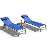 Patio Chaise Lounge Set, Aluminum Pool Lounge Chairs with 5 Adjustable Position