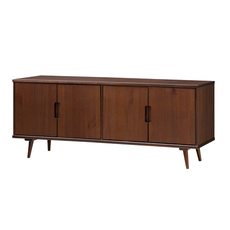 Genia Mid-Century Modern Solid Wood Stand for TVs up to 65 Inches, Walnut