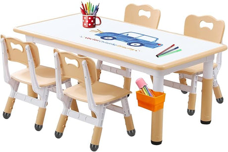 Kids Table and Chair, Toddler Table and Chair Set, Adjustable Kids Table