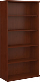 Series C Tall 5 Shelf Bookcase in Mocha Cherry, Large Bookshelf for Home and Professional Office