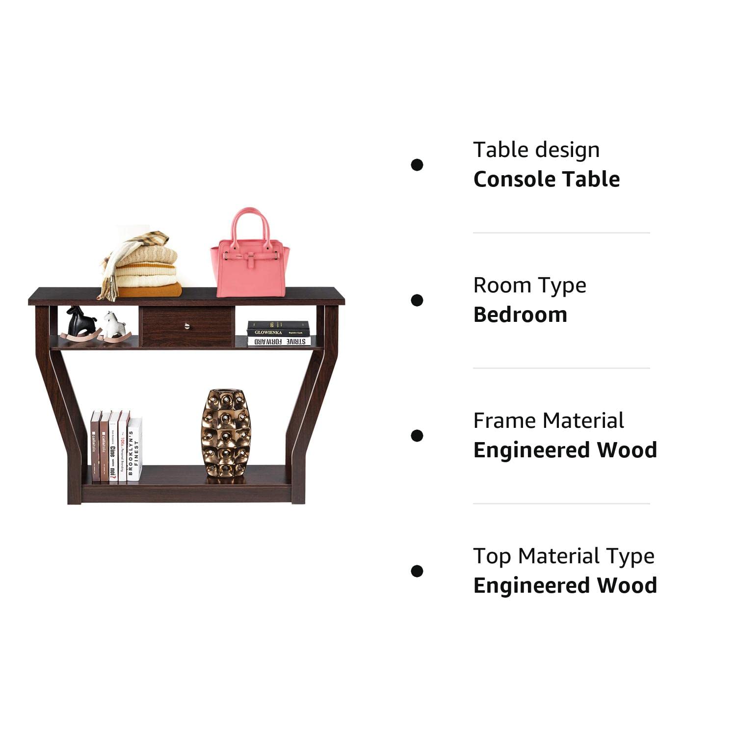 47" Wooden Entryway, Accent Cosole Tables Table with Drawer and Shelf