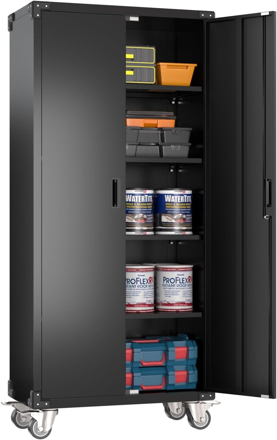 Garage Storage Cabinet with Wheels,72" H Metal Storage Cabinety