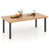 Patio Outdoor Dining Table for 8, 79’’ x 39.5’’ Acacia Wood Rectangular Table w/Slatted Top
