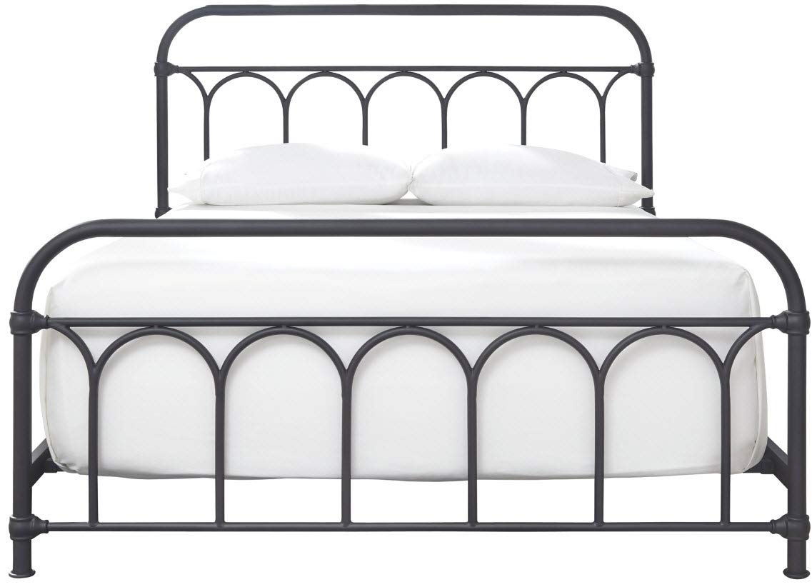 Nashburg Farmhouse Industrial Queen Metal Bed with Powdercoated Finish,